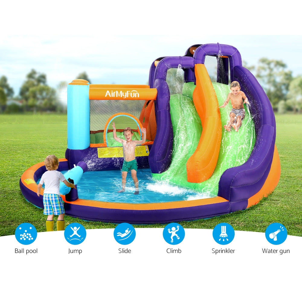 AirMyFun Inflatable Water Slide Kids Jumping Trampoline Castle Double Slide