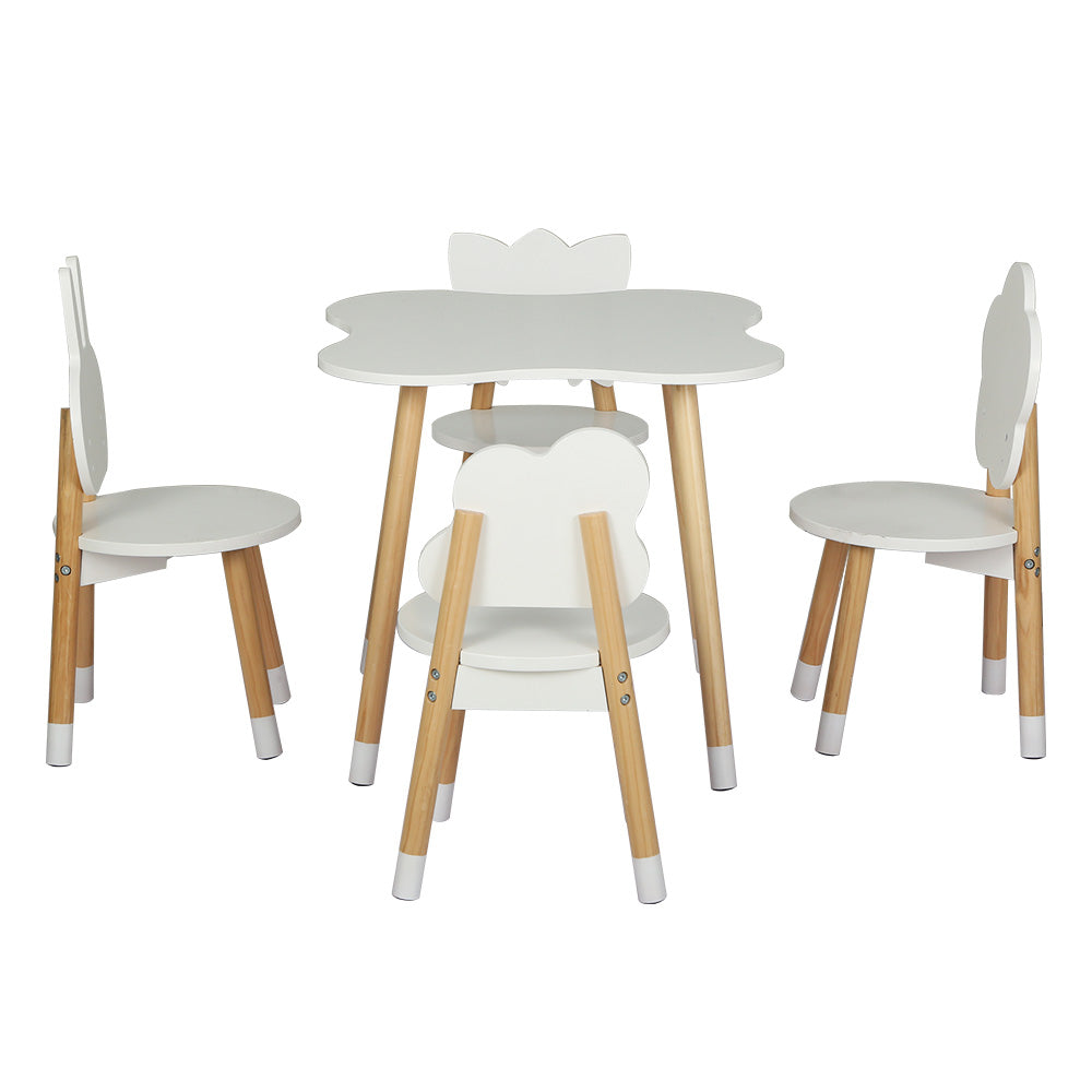 Keezi 5PCS Kids Table and Chairs Set Children Activity Study Play Desk White