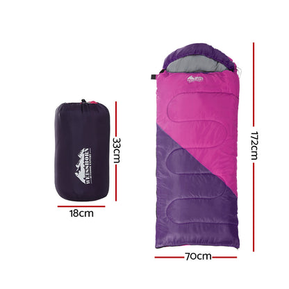 Weisshorn Sleeping Bag Kids Single 172cm Thermal Camping Hiking Pink