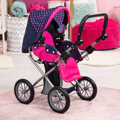 Baby Doll City Star Pram in Polka Dots, Blue and Pink