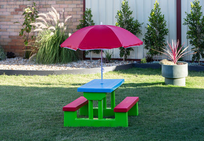 Durable Kids Picnic Table Set with Umbrella