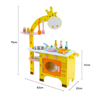 EKKIO Wooden Kitchen Playset for Kids (Giraffe Shape Kitchen Set) EK-KP-102-MS