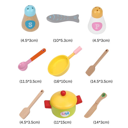 EKKIO Wooden Kitchen Playset for Kids with Clock (Japanese Style Kitchen Set, Pink) EK-KP-109-MS