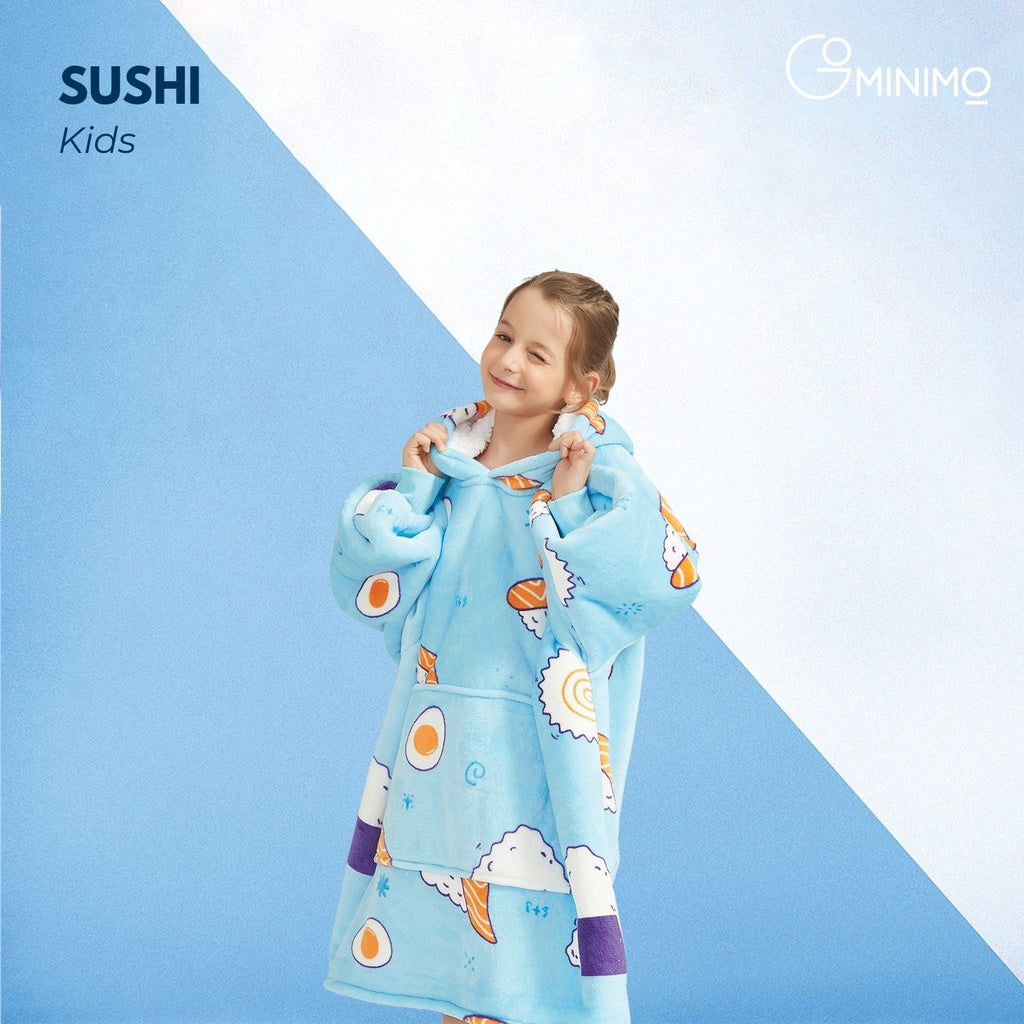 GOMINIMO Hoodie Blanket Kids Sushi Blue HM-HB-114-AYS