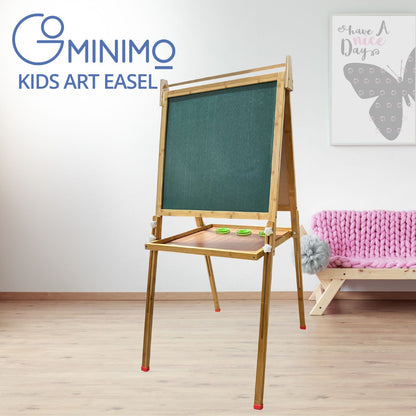 GOMINIMO Bamboo Kids Dual-Sided Art Easel with Painting and Drawing Accessories GO-KAE-100-HX