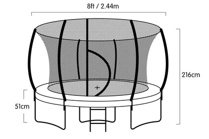 Kahuna 8ft Trampoline Free Ladder Spring Mat Net Safety Pad Cover Round Enclosure Green