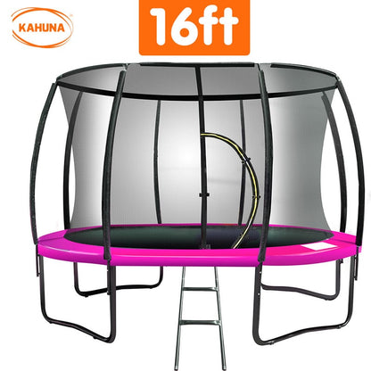 Kahuna 16ft Trampoline Free Ladder Spring Mat Net Safety Pad Cover Round Enclosure - Pink