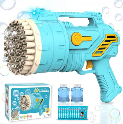 Bubblerainbow 69-Hole Bubble Gun Hand-Held Automatic Bubble Machine Luminous Kids Toy Blue