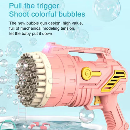 Bubblerainbow 69-Hole Bubble Gun Hand-Held Automatic Bubble Machine Luminous Kids Toy Blue