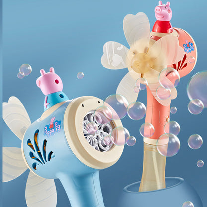 Bubblerainbow Peppa Pig Windmill Bubble Machine Hand-Held Stick Electric Bubble Toy Blue