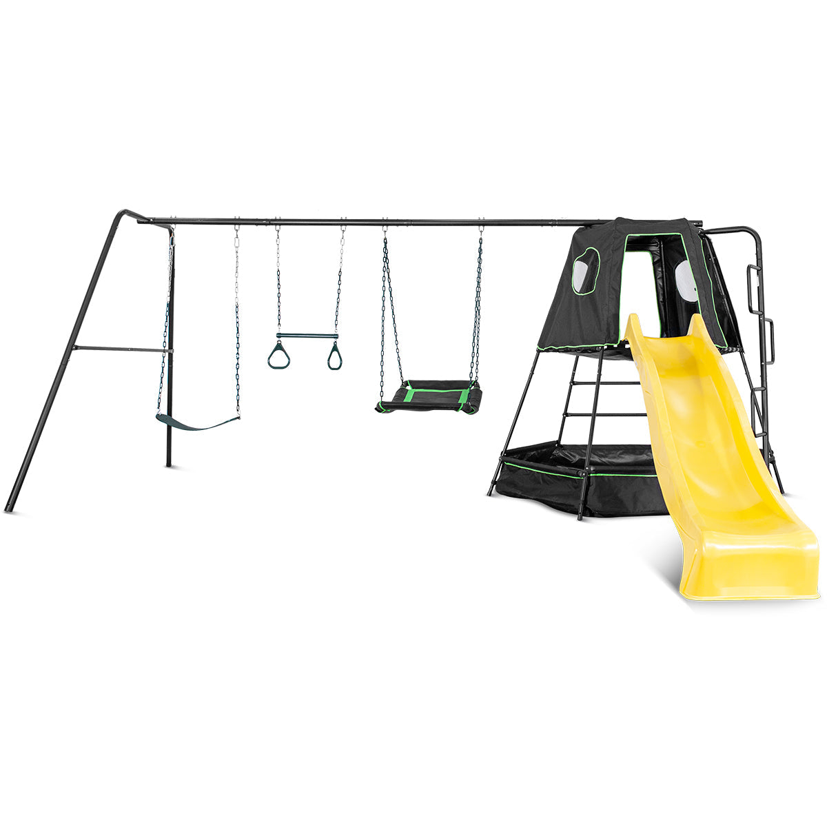 Lifespan Kids Pallas Play Tower with Metal Swing Set in Yellow Slide