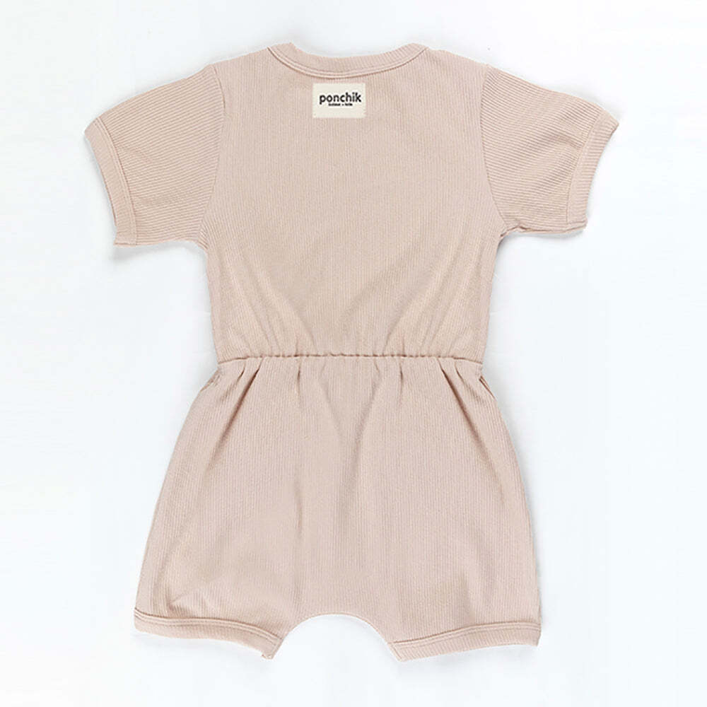 Ponchik Babies + Kids - Ribbed Cotton Romper - Sugar Cookie