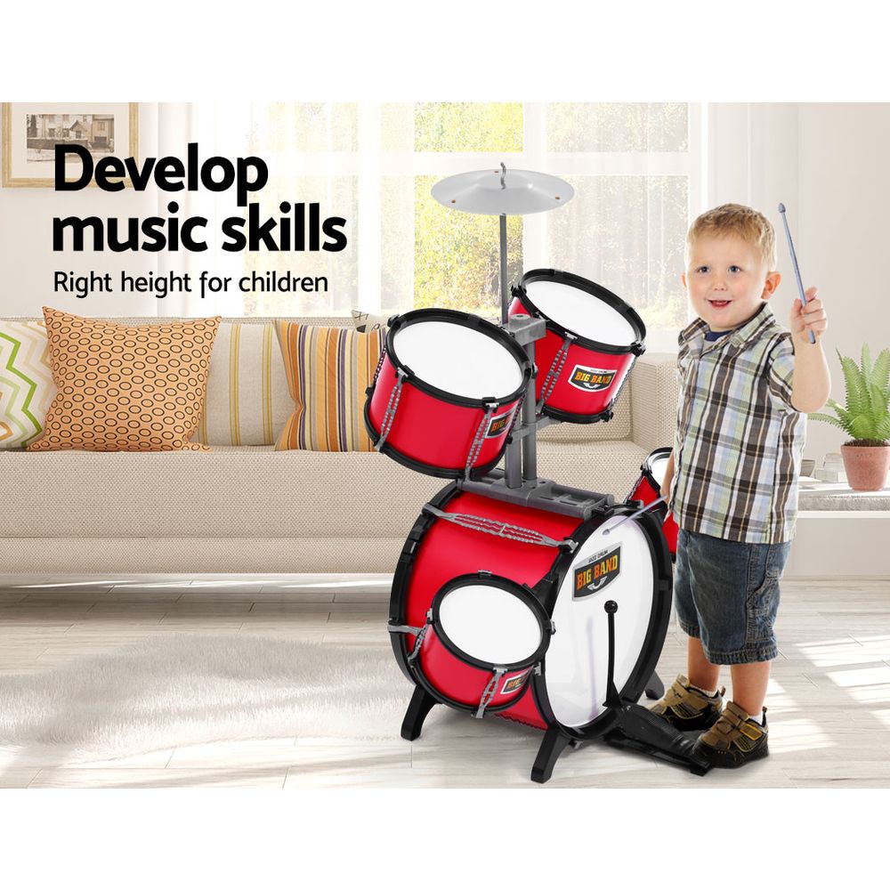 Keezi Kids 7 Drum Set Junior Drums Kit Musical Play Toys Childrens Mini Big Band