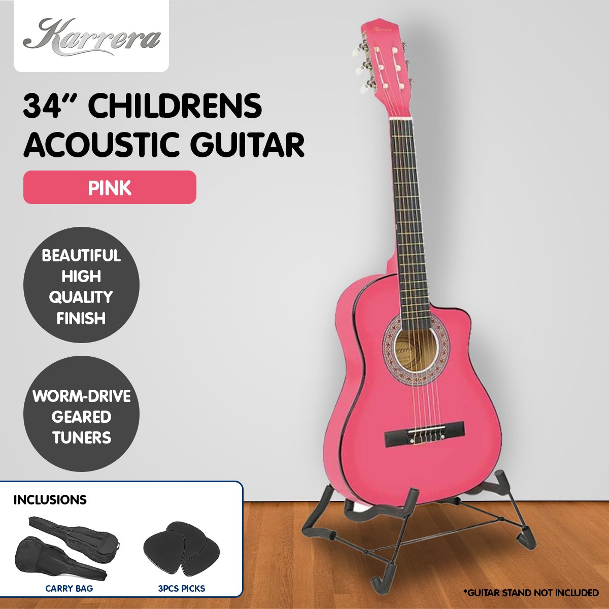 Karrera Childrens Acoustic Guitar Kids - Pink