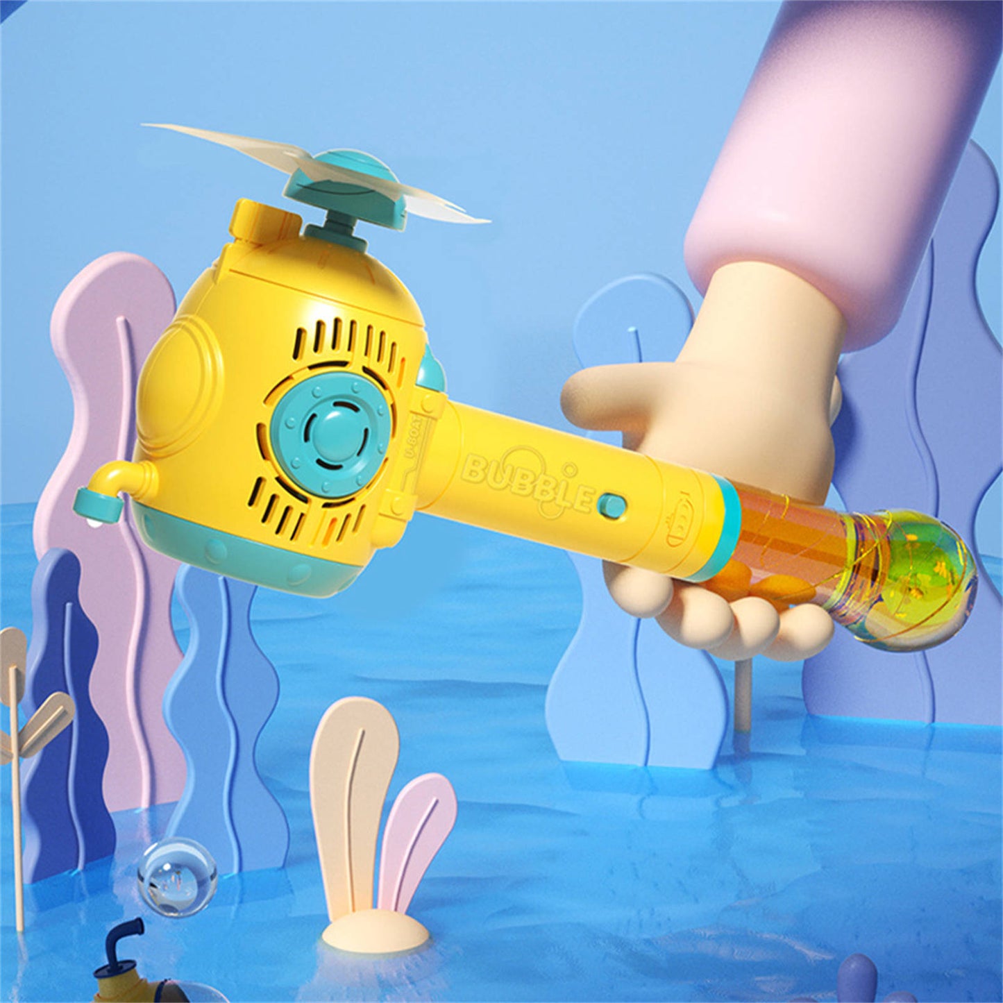 Bubblerainbow Full-Automatic Submarine Windmill Bubble Machine Children's Hand-Held Toy