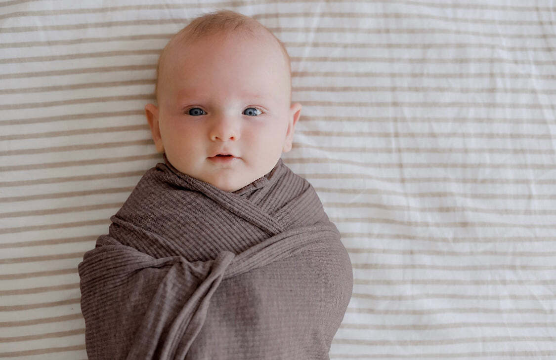 Ponchik Babies + Kids - Ribbed Swaddle Jersey Wrap - Carmel